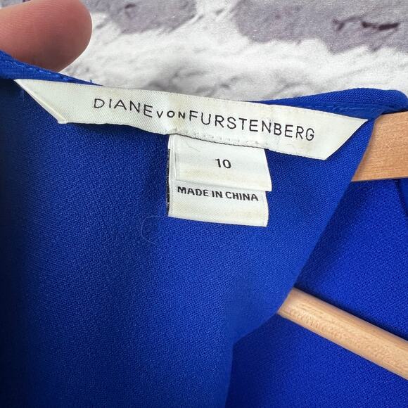 DIANE VON FURSTENBERG Women's 10 Blue Jeannie Sleeveless Fit Flare Pleated Dress - Picture 6 of 12